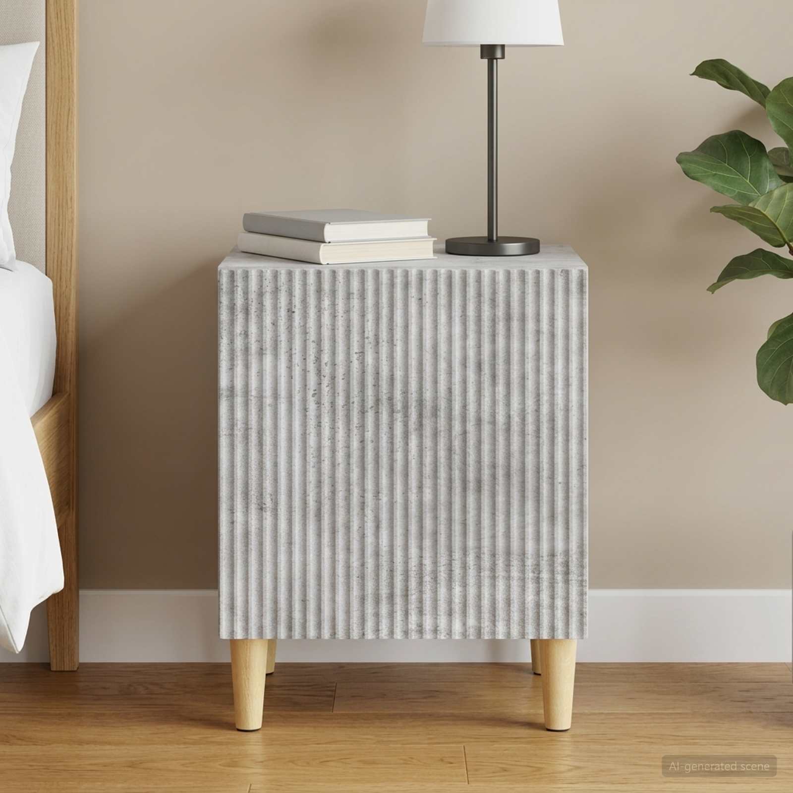 Armadio da Notte Grigio Cemento 43 x 34,5 x 50 cm | homemem39
