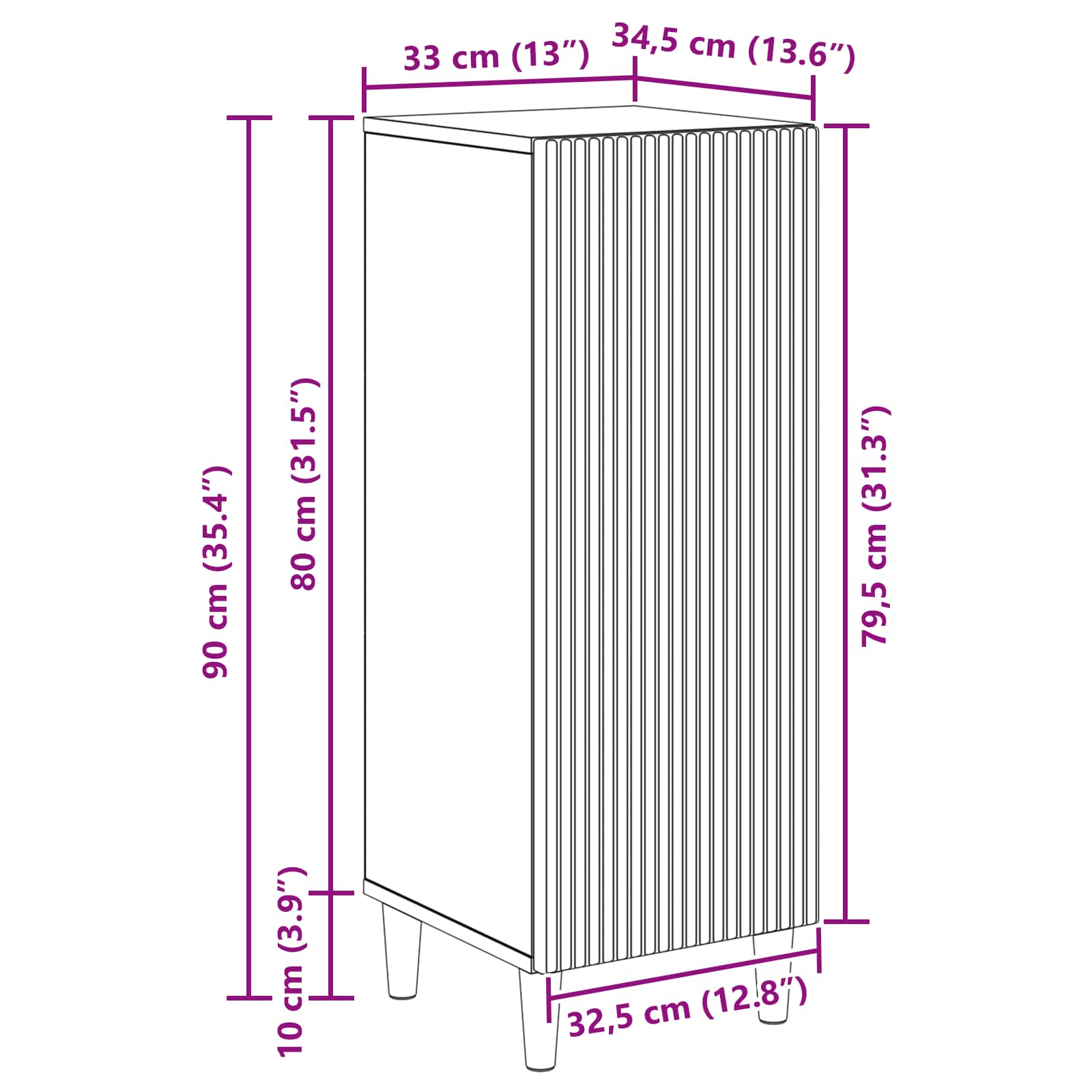 Credenza Grigio Sonoma 33 x 34,5 x 90 cm Legno ingegnerizzato | homemem39