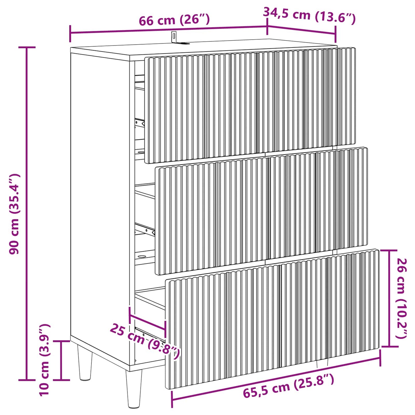 Mobile con Cassetti Rovere Sonoma 66 x 34,5 x 90 cm