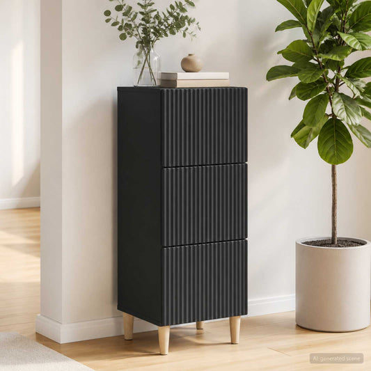Mobile con Cassetti Nero 33 x 34,5 x 90 cm Legno ingegnerizzato