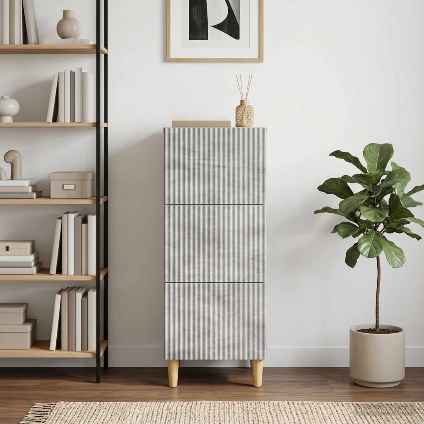 Mobile con Cassetti Grigio Cemento 33 x 34,5 x 90 cm