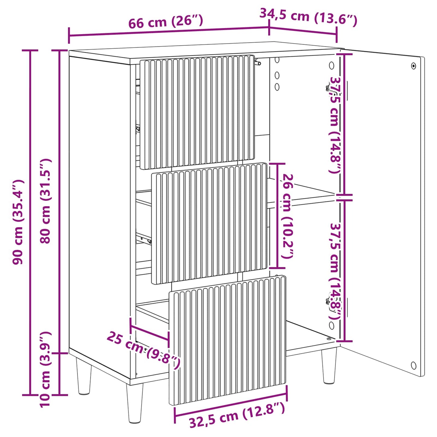 Credenza Grigio Cemento 66 x 34,5 x 90 cm Legno ingegnerizzato | homemem39