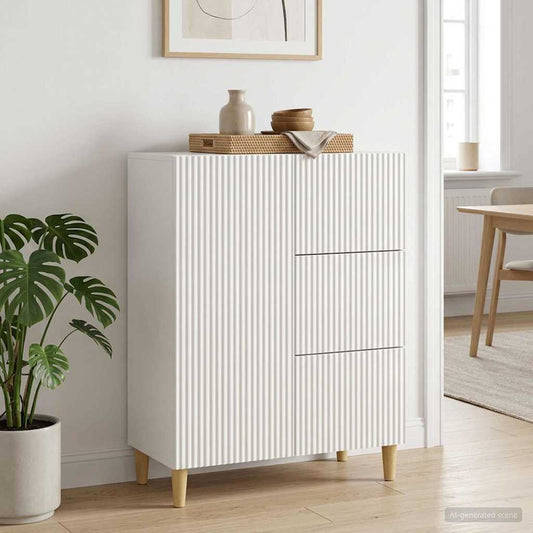Credenza Bianco Lucido 66 x 34,5 x 90 cm Legno ingegnerizzato