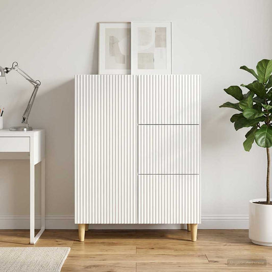 Credenza Bianco Lucido 66 x 34,5 x 90 cm Legno ingegnerizzato | homemem39