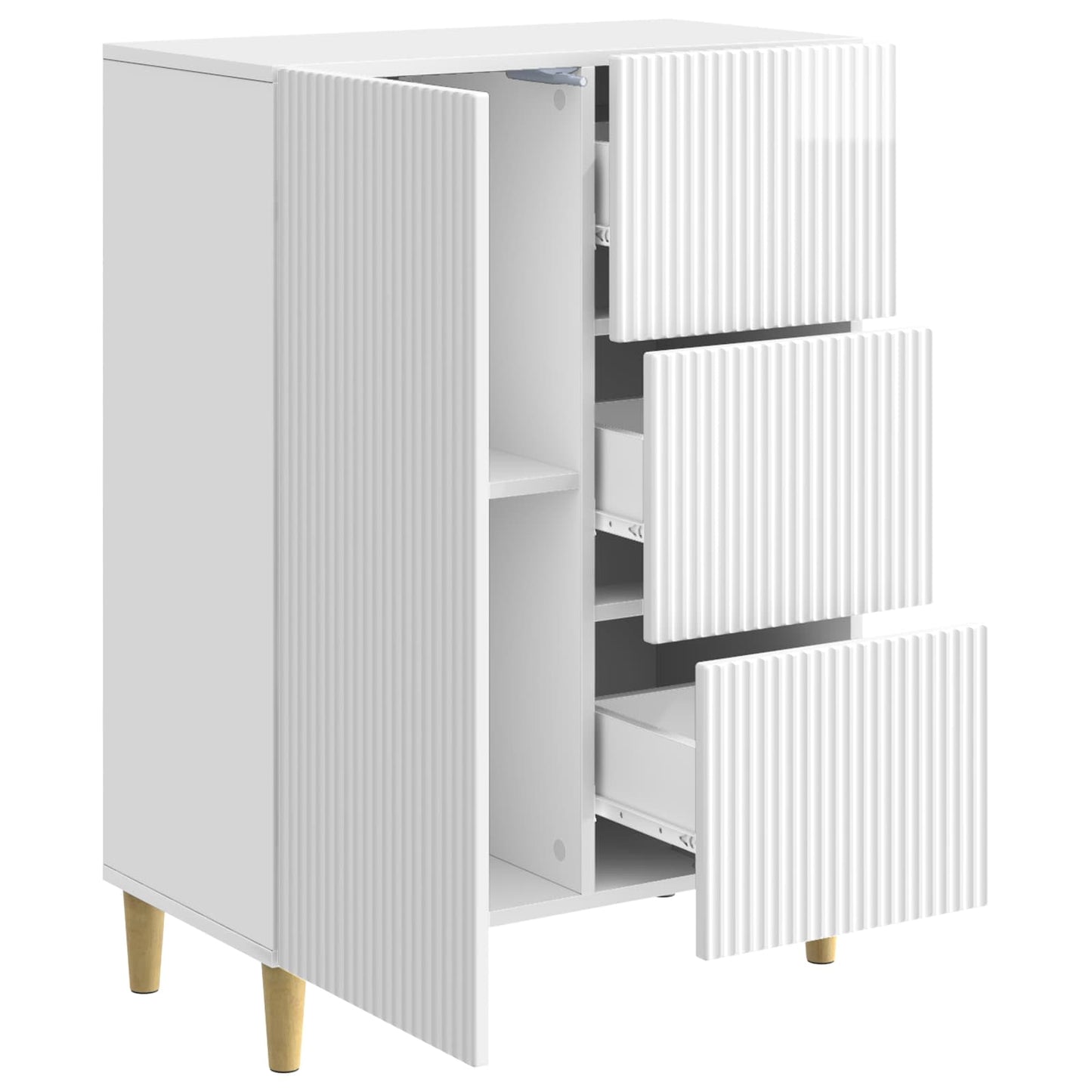 Credenza Bianco Lucido 66 x 34,5 x 90 cm Legno ingegnerizzato