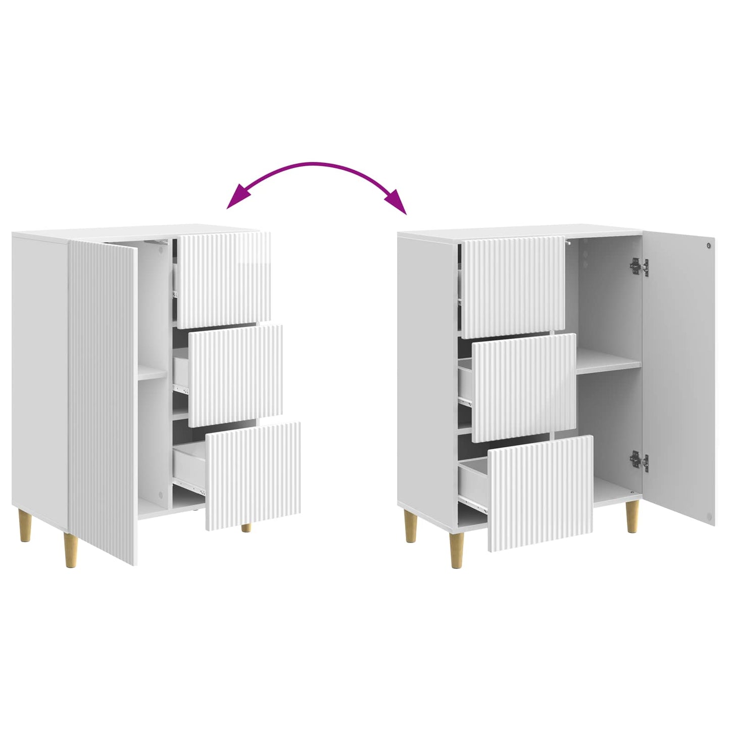 Credenza Bianco Lucido 66 x 34,5 x 90 cm Legno ingegnerizzato