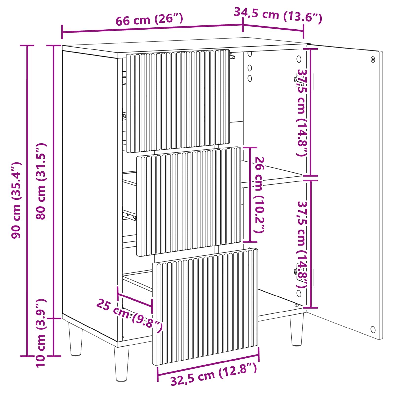 Credenza con cassetto Rovere Artigianale 66 x 34,5 x 90 cm | homemem39