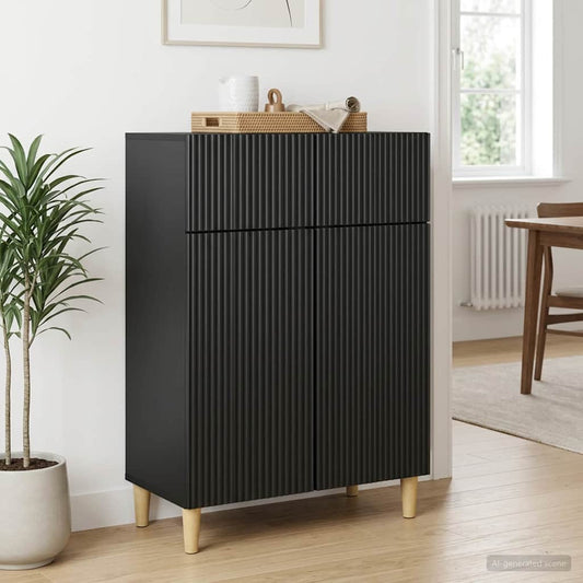 Credenza Nero 66 x 34,5 x 90 cm Legno ingegnerizzato