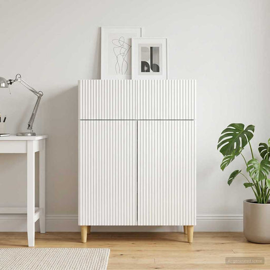 Credenza Bianco Lucido 66 x 34,5 x 90 cm Legno ingegnerizzato