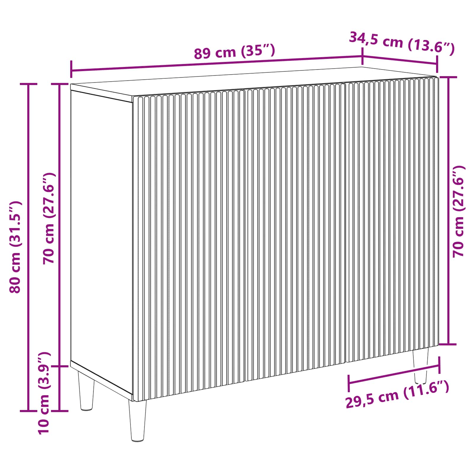 Credenza Nero 89 x 34,5 x 80 cm Legno ingegnerizzato | homemem39