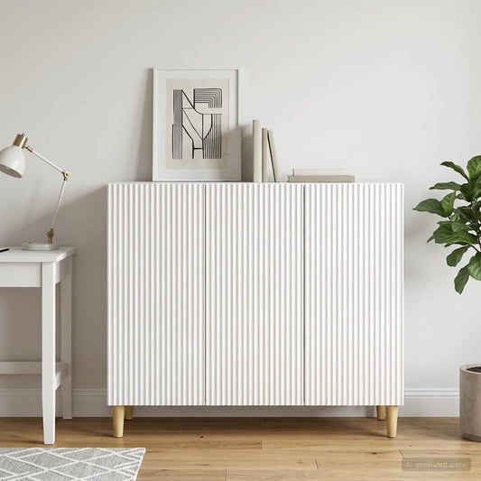 Credenza Bianco Lucido 89 x 34,5 x 80 cm Legno ingegnerizzato