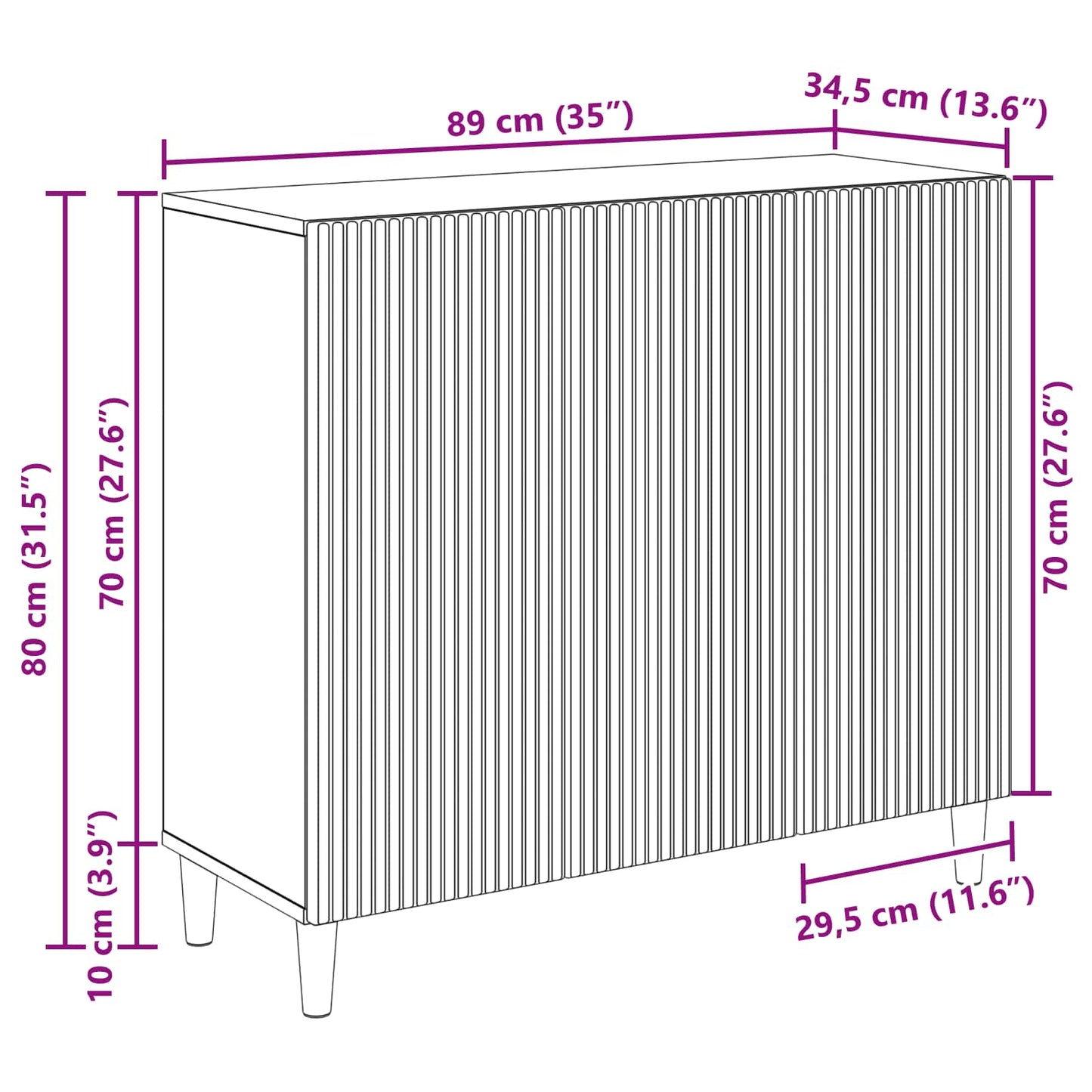 Credenza Bianco Lucido 89 x 34,5 x 80 cm Legno ingegnerizzato | homemem39
