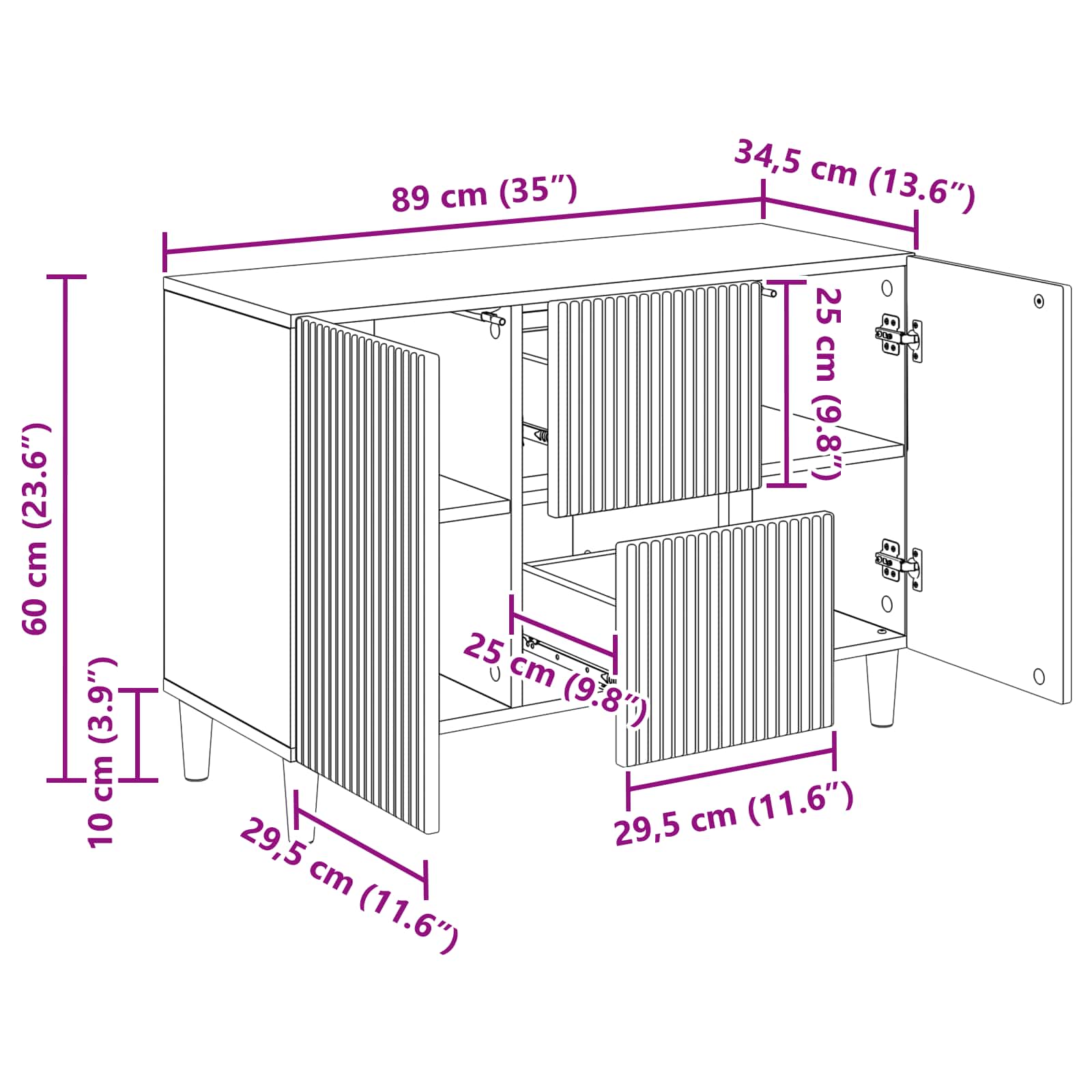 Credenza Rovere Fumo 89 x 34,5 x 60 cm Legno ingegnerizzato | homemem39