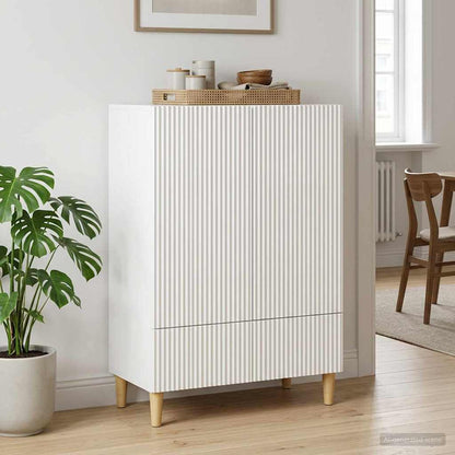 Credenza Bianco Lucido 66 x 34,5 x 95 cm Legno ingegnerizzato