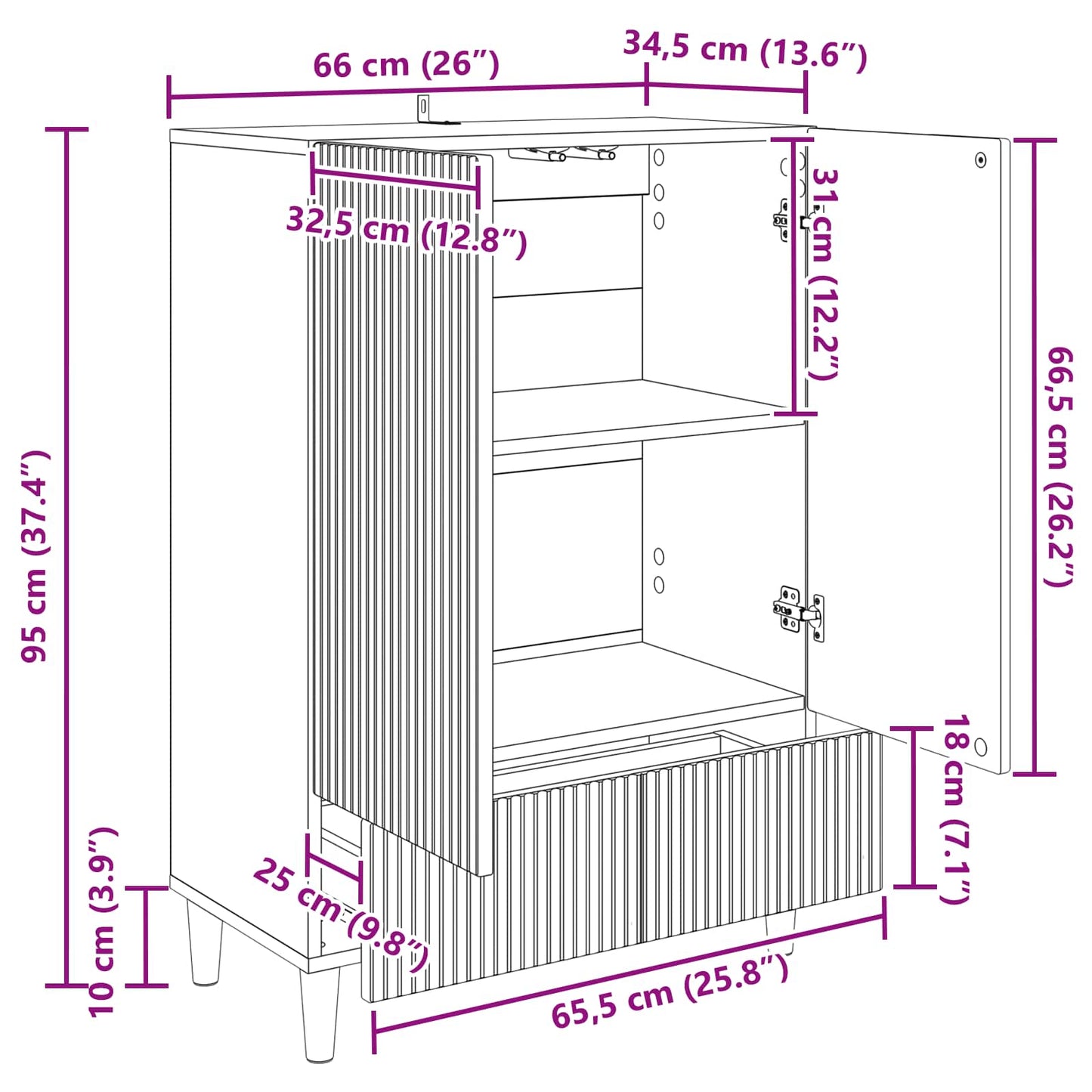 Credenza Legno antico 66 x 34,5 x 95 cm Legno ingegnerizzato | homemem39