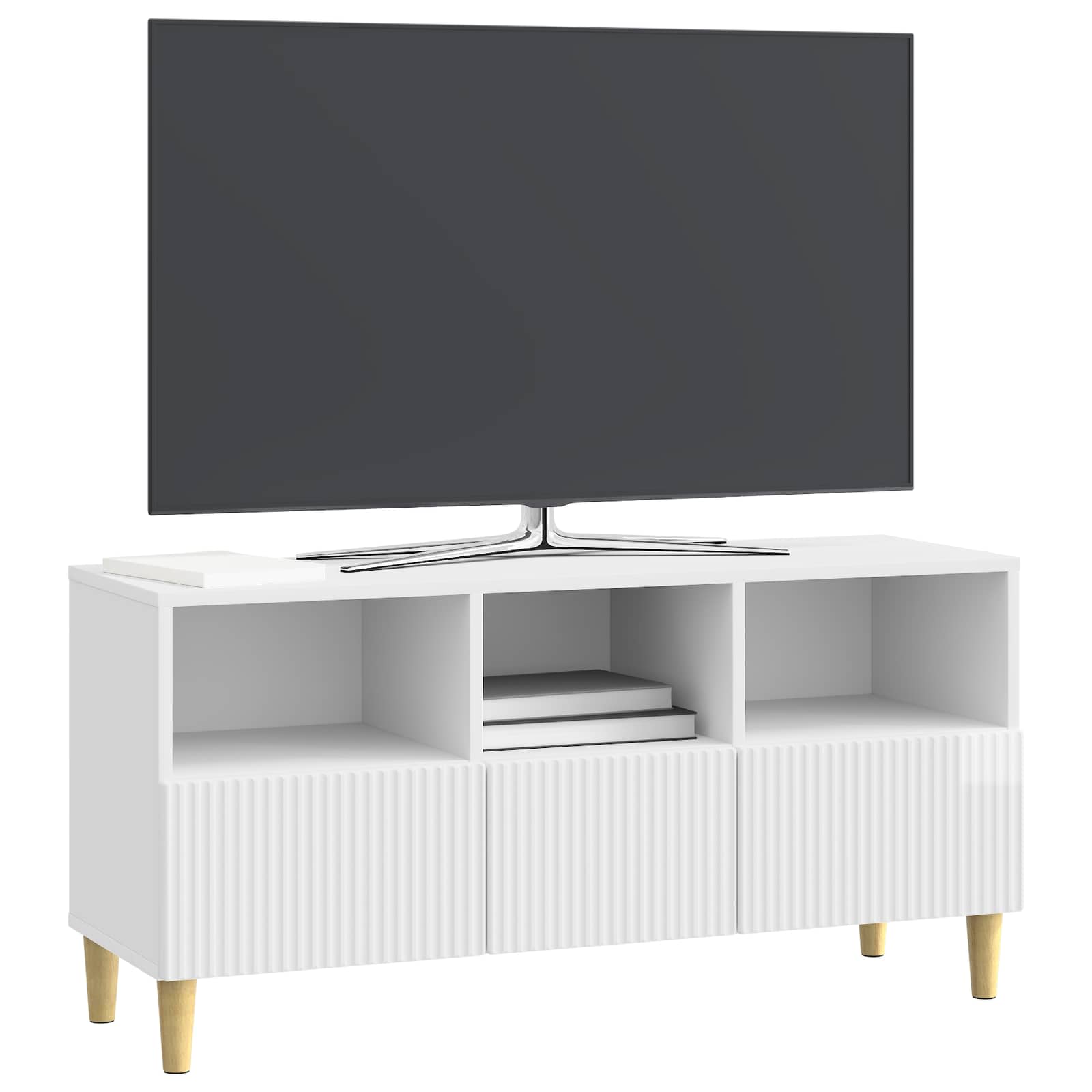 Mobile TV Bianco Lucido 102 x 34,5 x 50 cm Legno ingegnerizzato | homemem39