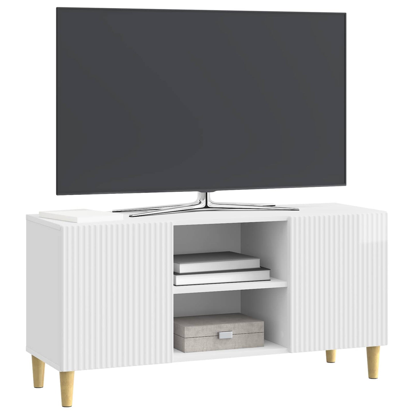 Mobile TV Bianco Lucido 102 x 34,5 x 50 cm Legno ingegnerizzato | homemem39