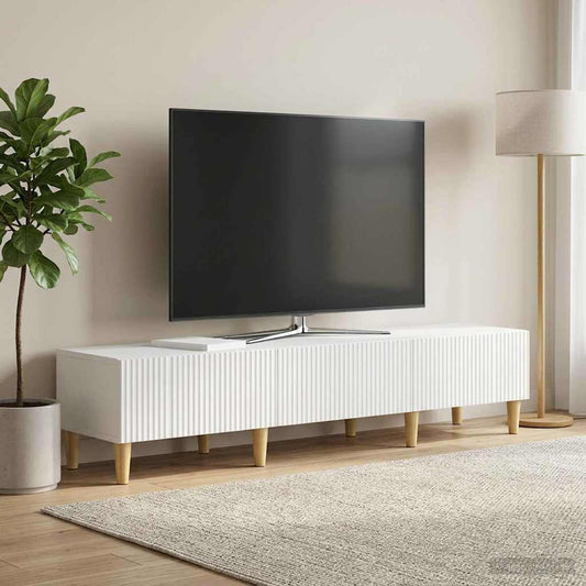 Mobile TV Bianco Lucido 147 x 34,5 x 30 cm Legno ingegnerizzato