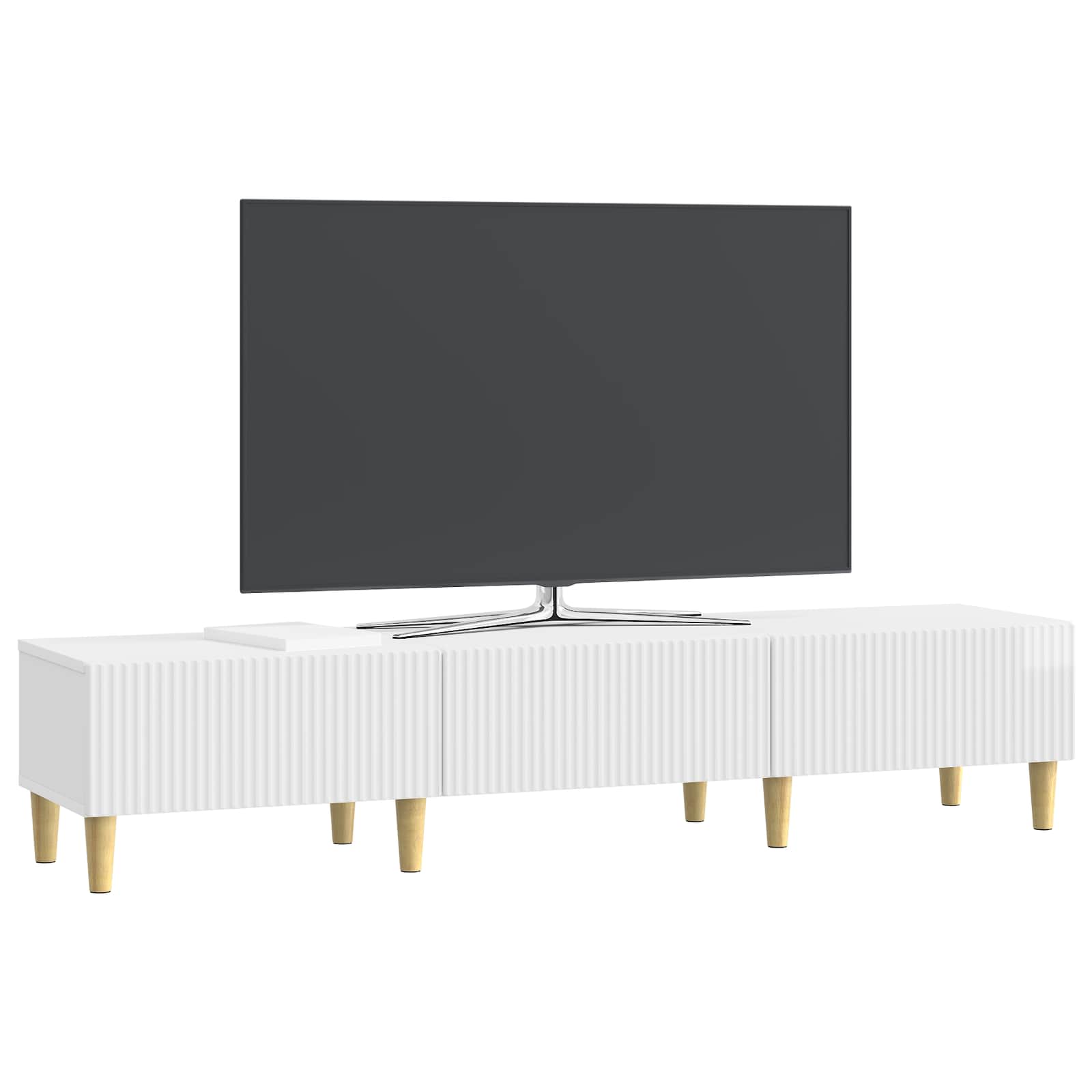 Mobile TV Bianco Lucido 147 x 34,5 x 30 cm Legno ingegnerizzato | homemem39