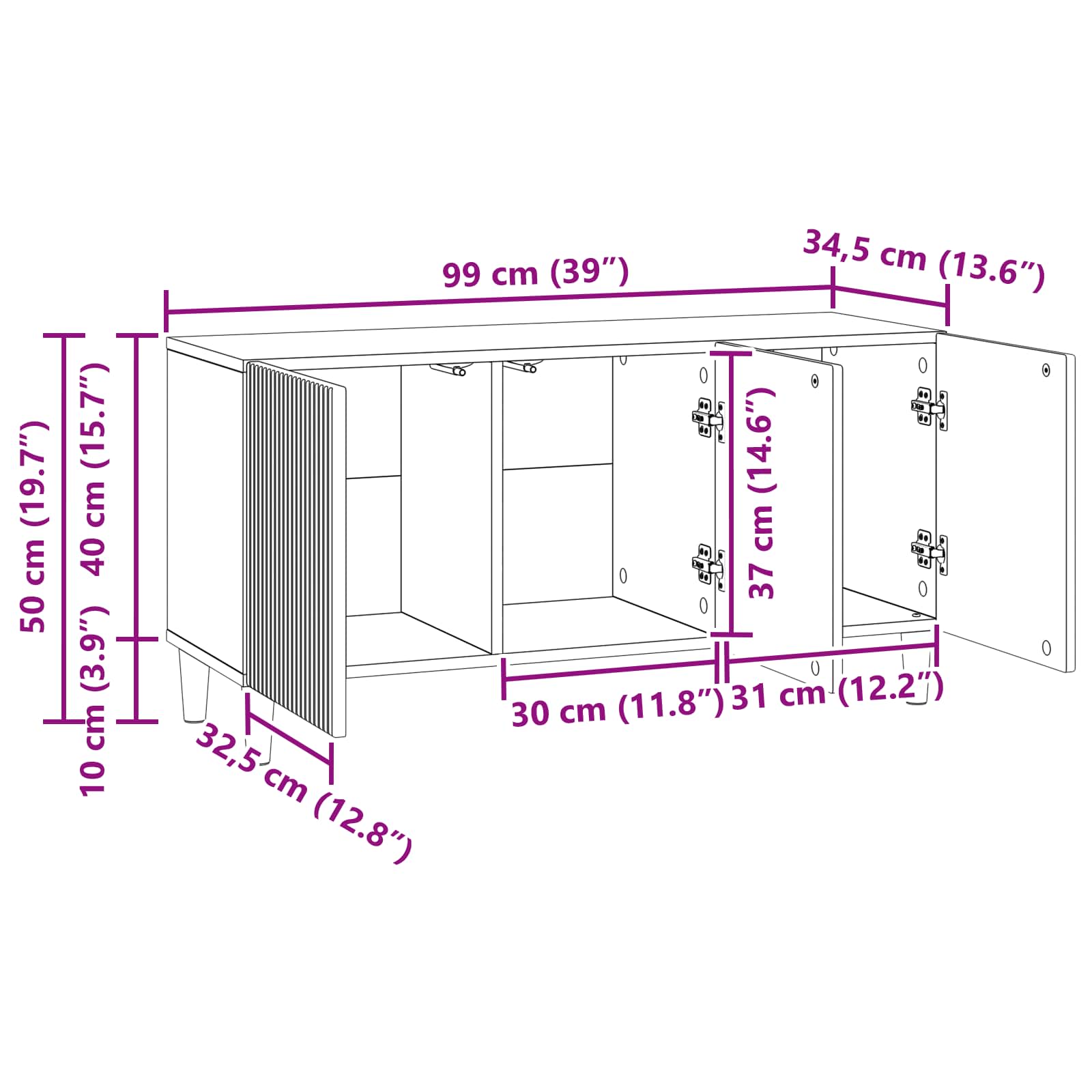 Mobile TV Rovere Fumo 99 x 34,5 x 50 cm Legno ingegnerizzato | homemem39
