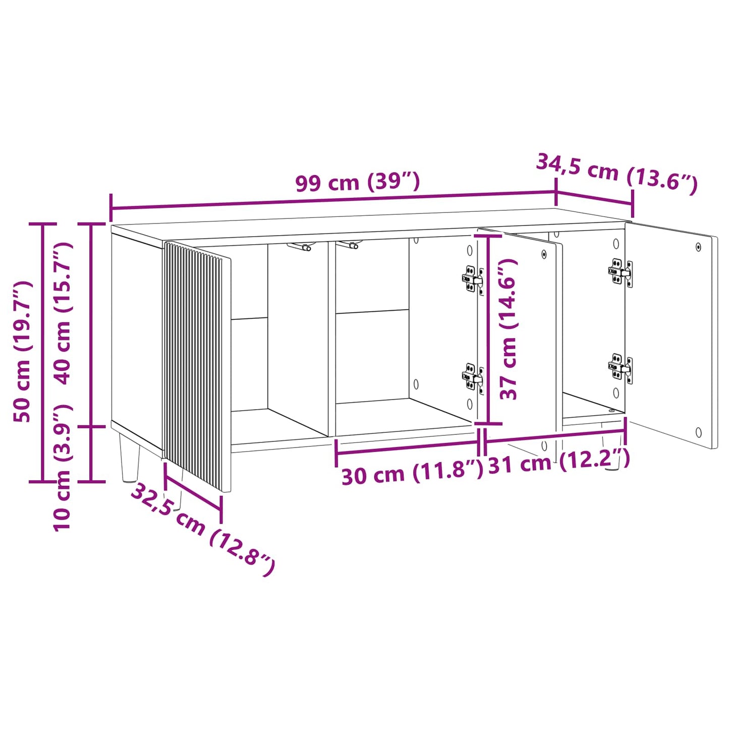 Mobile TV Legno antico 99 x 34,5 x 50 cm Legno ingegnerizzato | homemem39