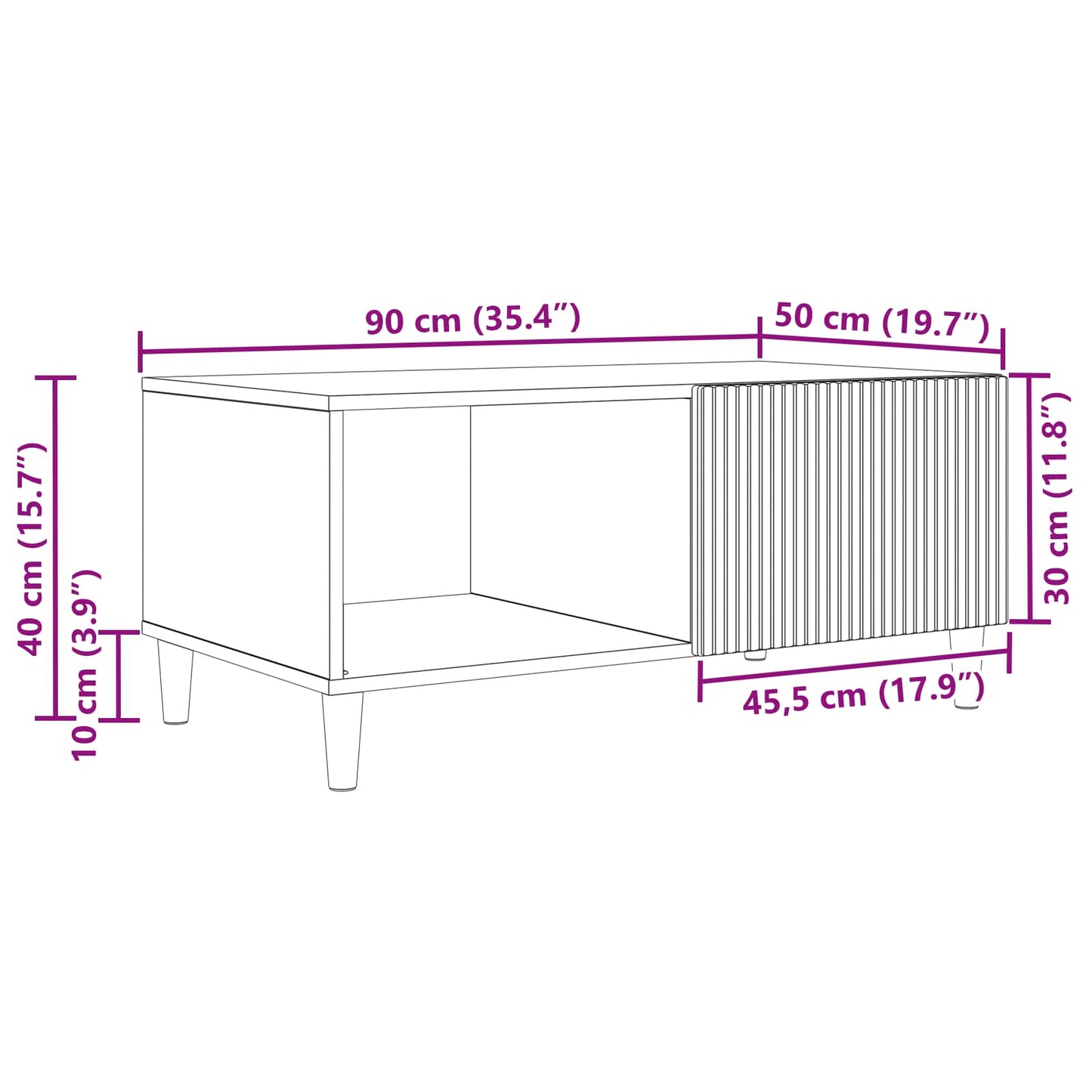 Tavolino da salotto Rovere Artigianale 90 x 50 x 40 cm | homemem39