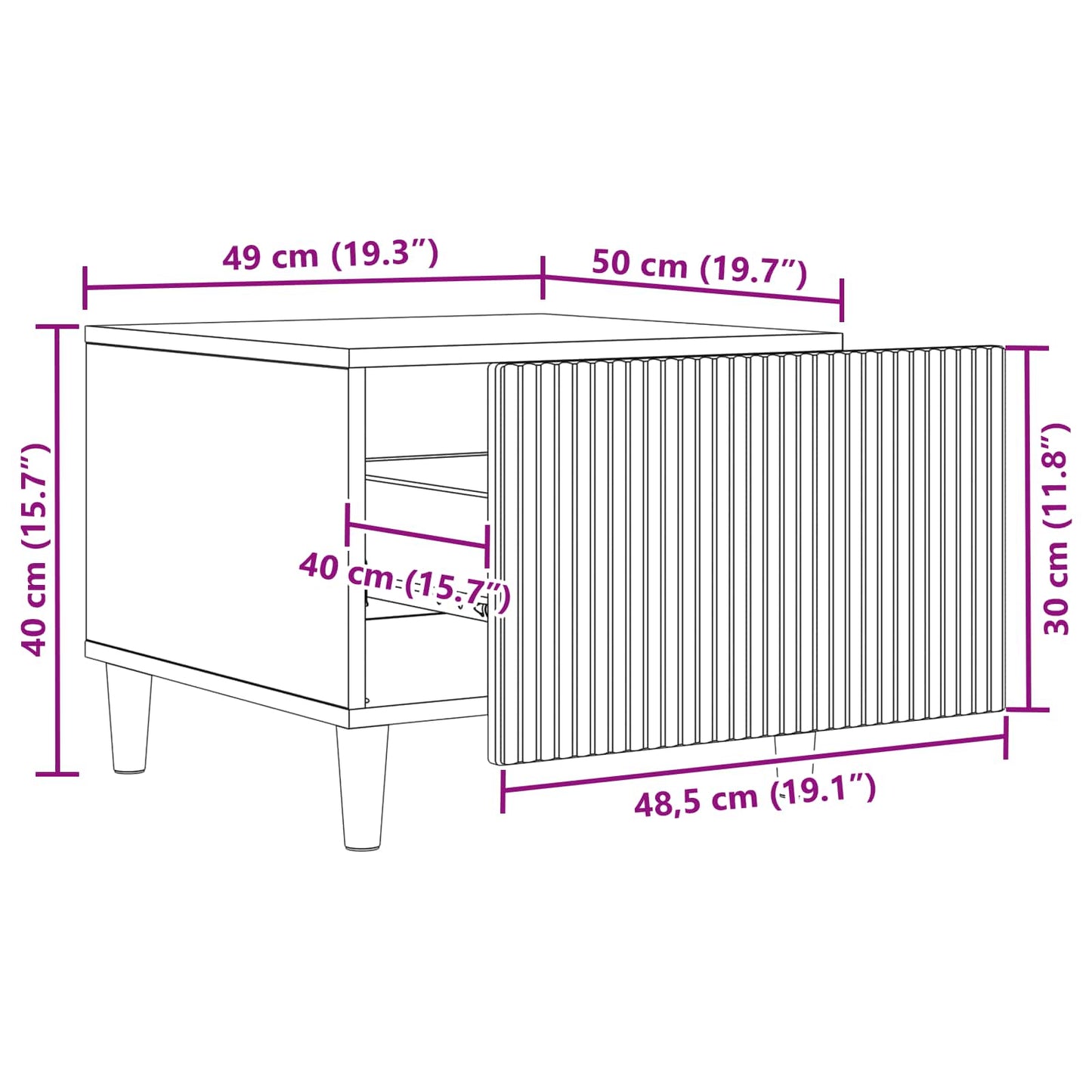 Tavolino da salotto con cassetto Bianco Lucido 49 x 50 x 40 cm | homemem39