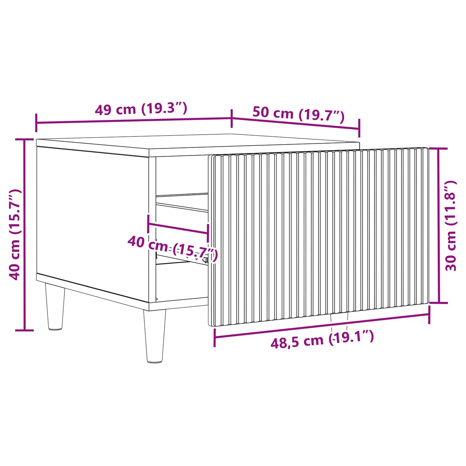 Tavolino da salotto con cassetto Grigio Sonoma 49 x 50 x 40 cm | homemem39
