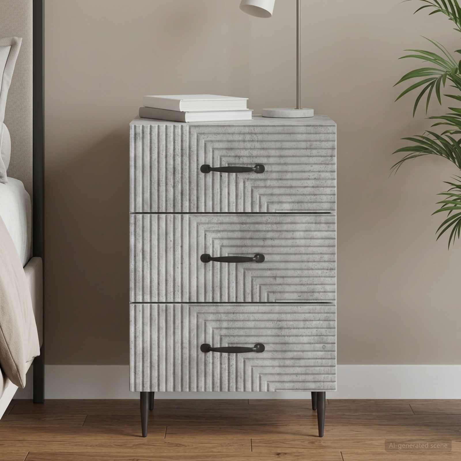 Armadio da Notte con cassetto Grigio Cemento 43 x 41 x 66,5 cm | homemem39