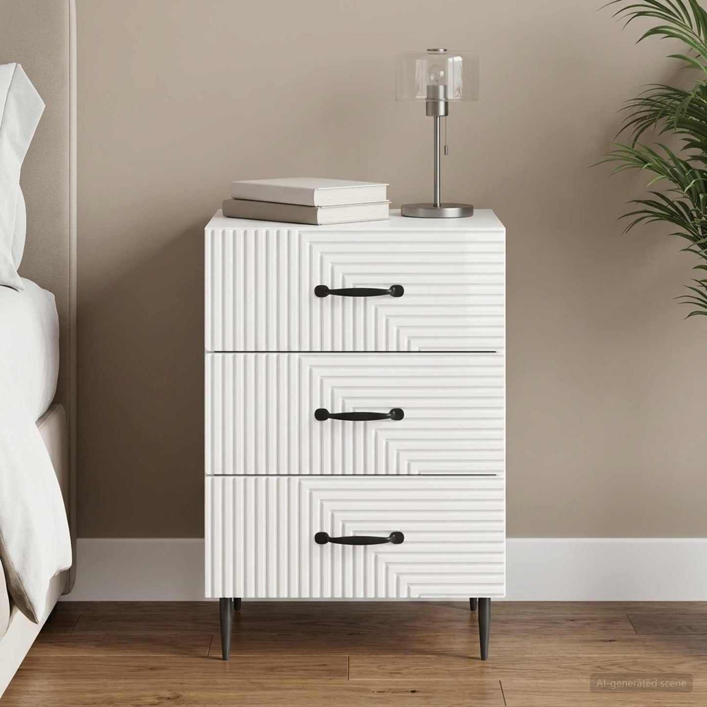 Armadio da Notte con cassetto Bianco Lucido 43 x 41 x 66,5 cm | homemem39