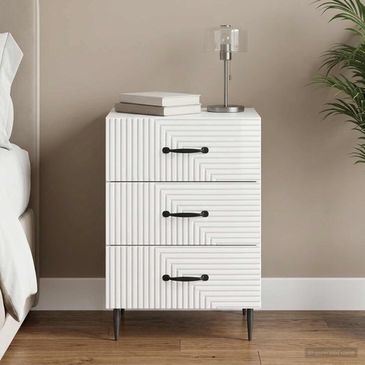Armadio da Notte con cassetto Bianco Lucido 43 x 41 x 66,5 cm | homemem39