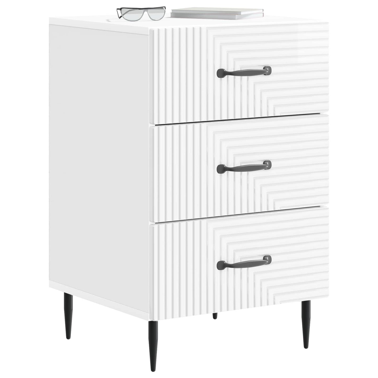 Armadio da Notte con cassetto Bianco Lucido 43 x 41 x 66,5 cm | homemem39