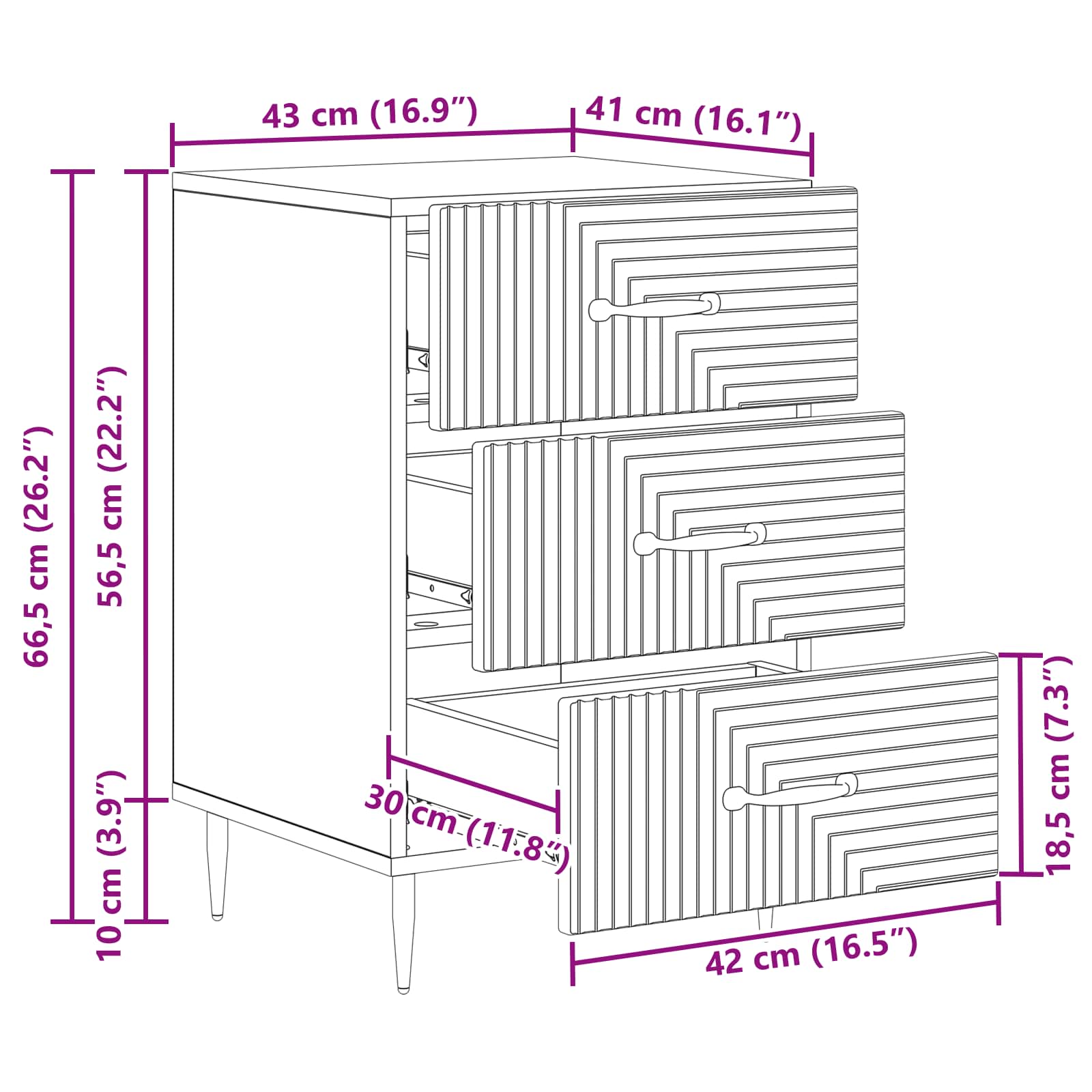 Armadio da Notte con cassetto Legno antico 43 x 41 x 66,5 cm | homemem39