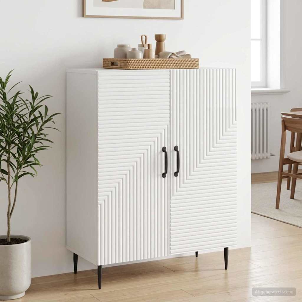 Credenza Bianco Lucido 66 x 34,5 x 89,5 cm Legno ingegnerizzato