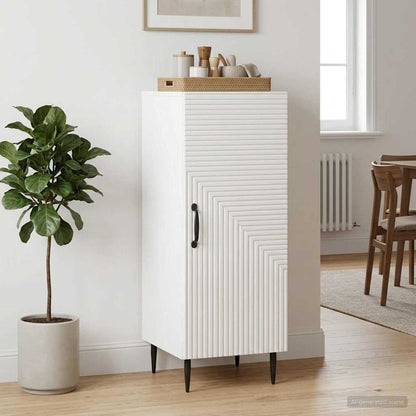 Credenza Bianco Lucido 33 x 34,5 x 89,5 cm Legno ingegnerizzato