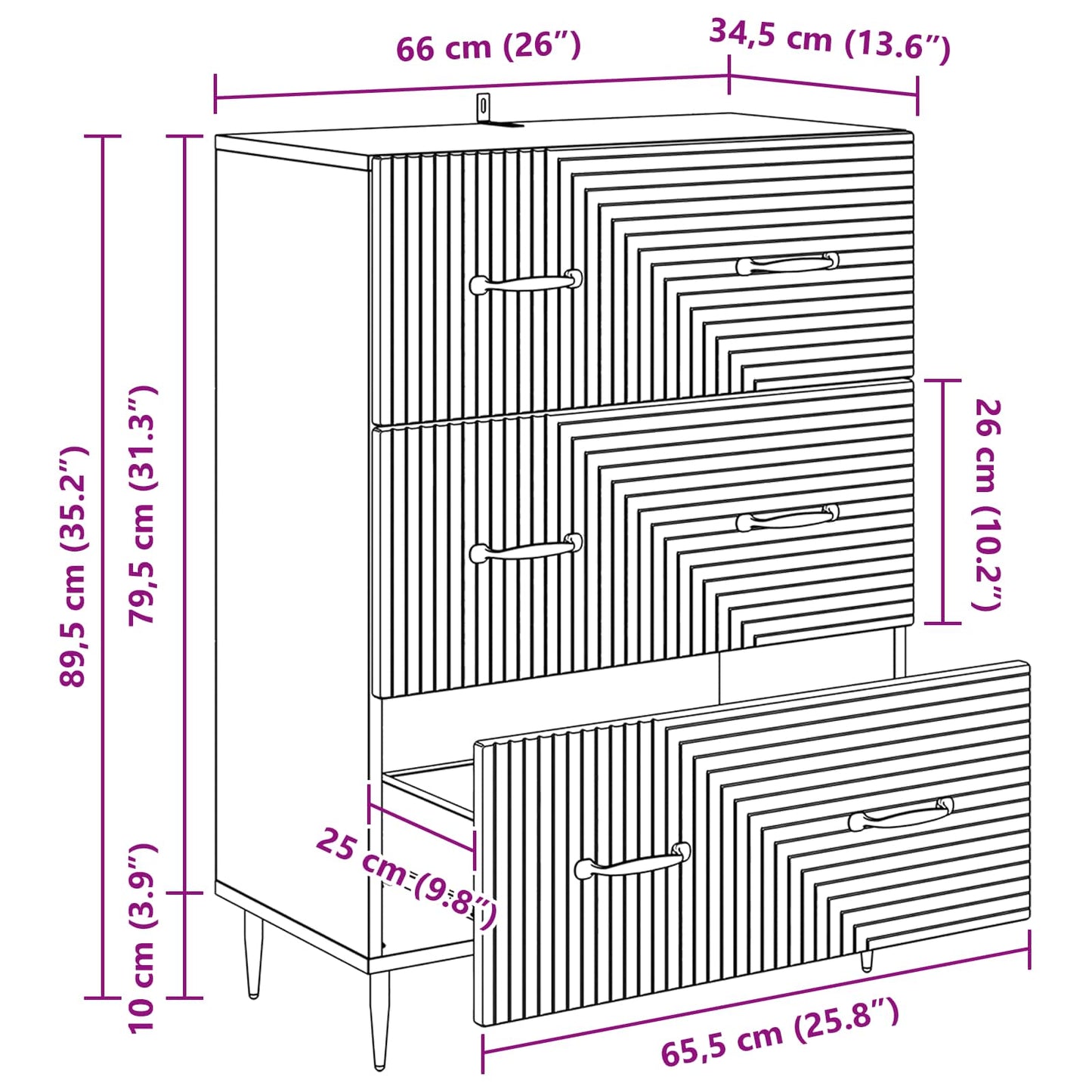 Mobile con Cassetti Rovere Artigianale 66 x 34,5 x 89,5 cm | homemem39