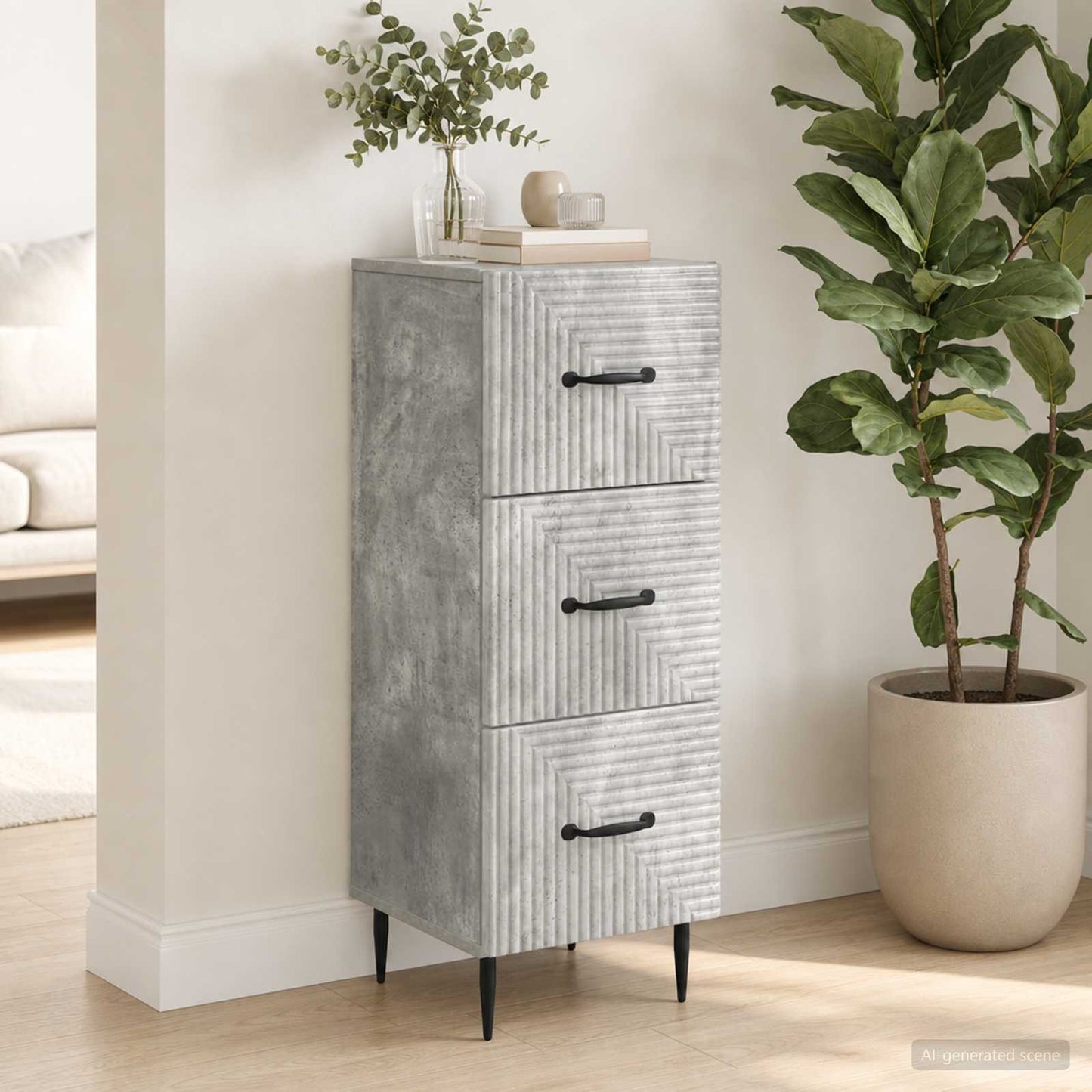 Mobile con Cassetti Grigio Cemento 33 x 34,5 x 89,5 cm