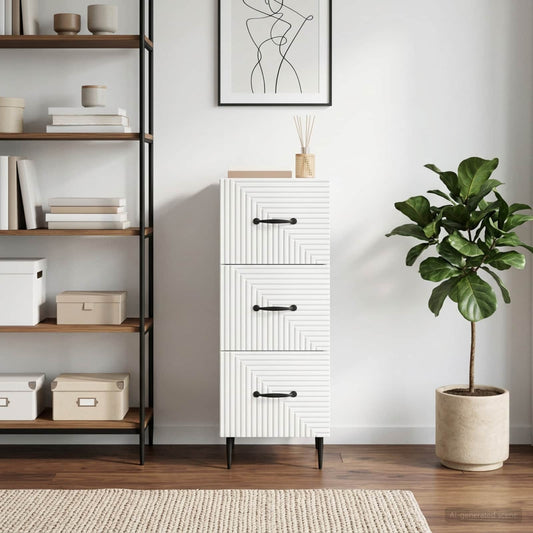 Mobile con Cassetti Bianco Lucido 33 x 34,5 x 89,5 cm