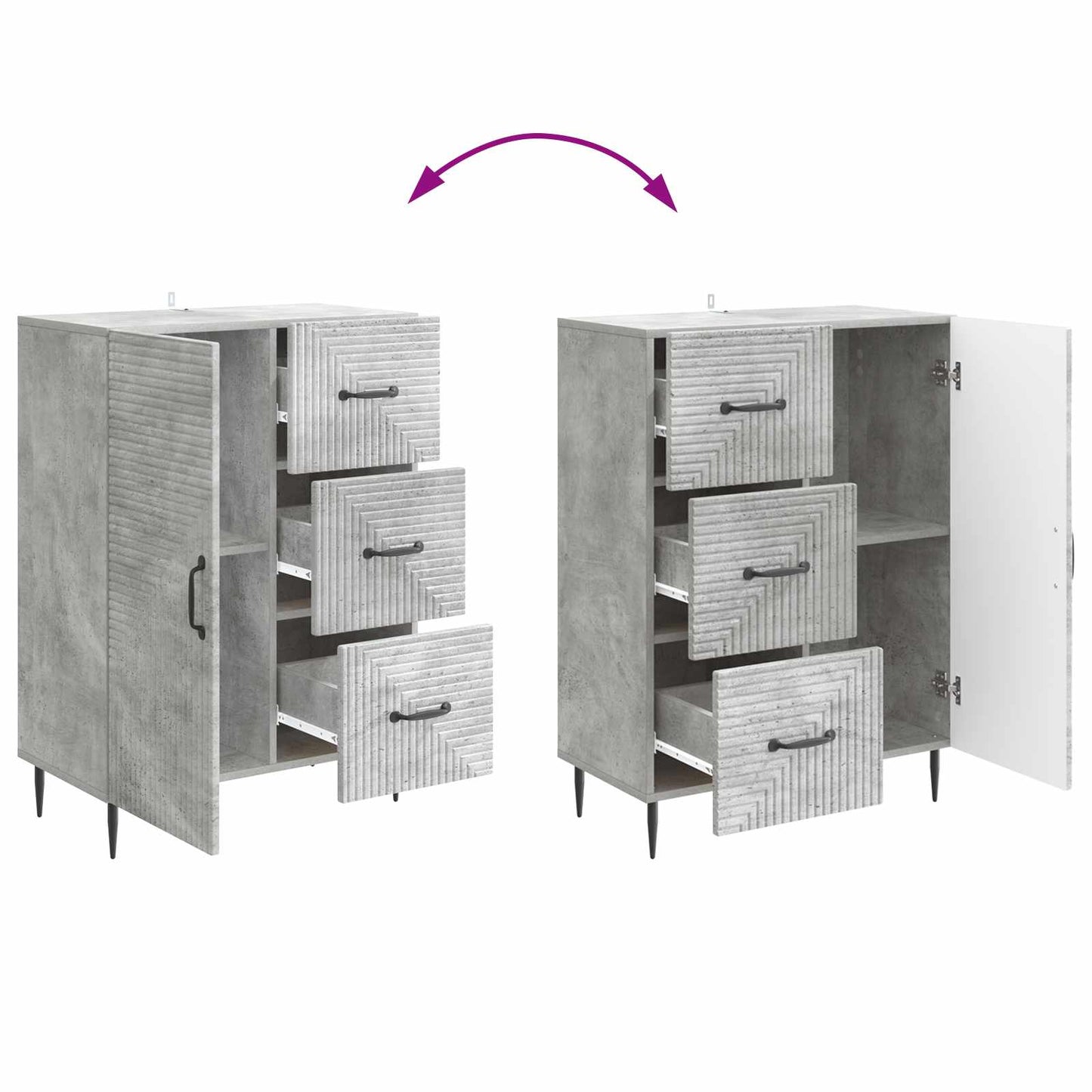 Credenza con cassetto Grigio Cemento 66 x 34,5 x 89,5 cm | homemem39