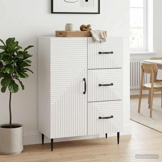 Credenza Bianco Lucido 66 x 34,5 x 89,5 cm Legno ingegnerizzato