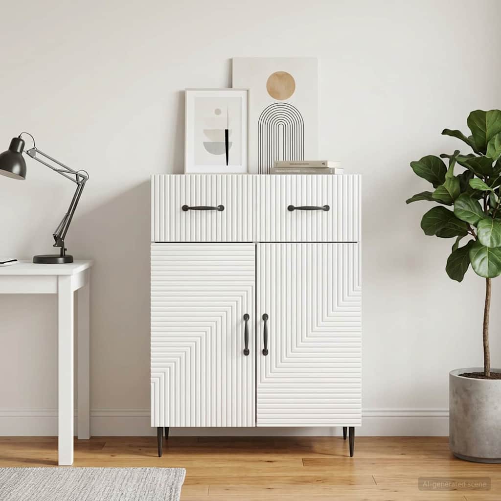 Credenza Bianco Lucido 66 x 34,5 x 89,5 cm Legno ingegnerizzato