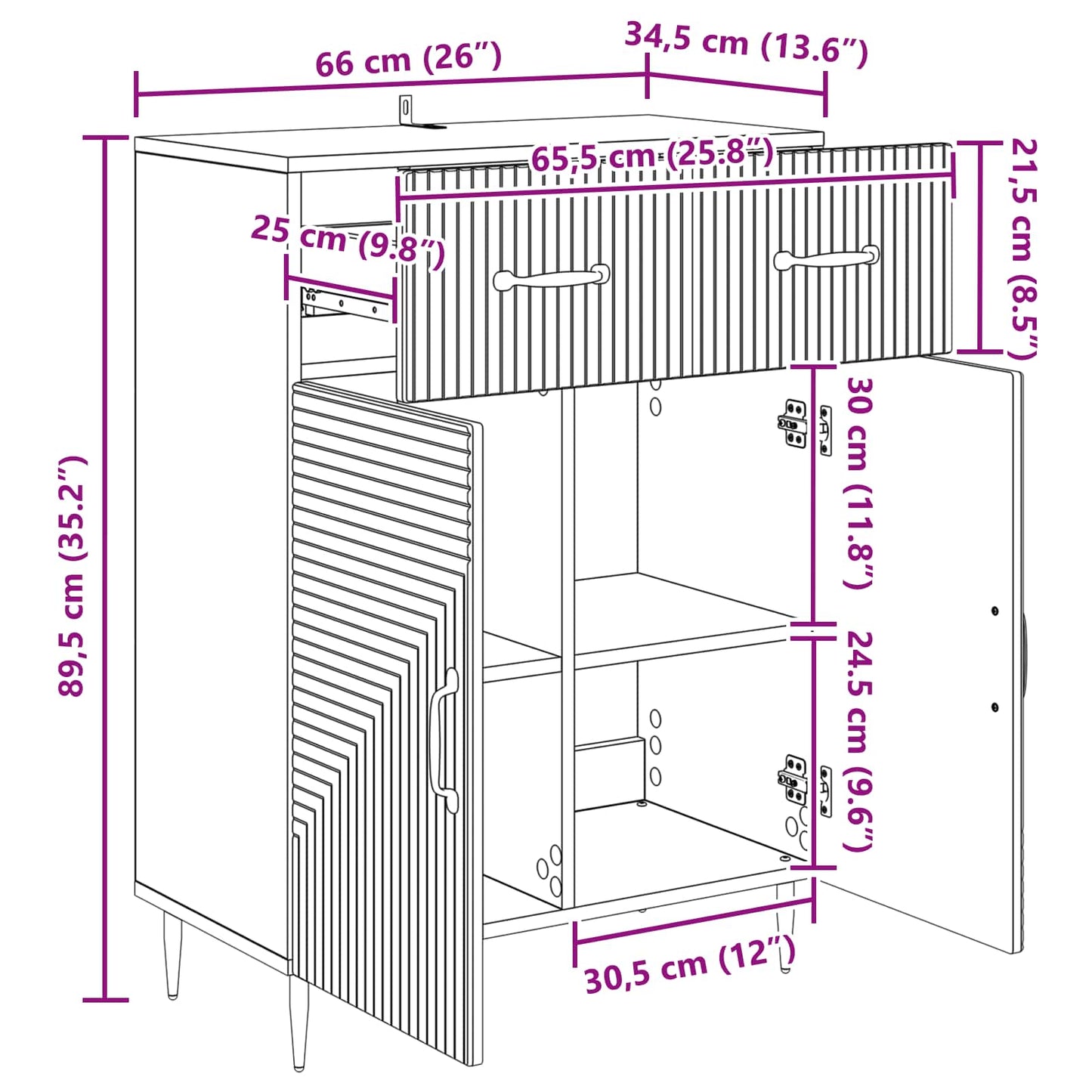 Credenza Grigio Sonoma 66 x 34,5 x 89,5 cm Legno ingegnerizzato | homemem39
