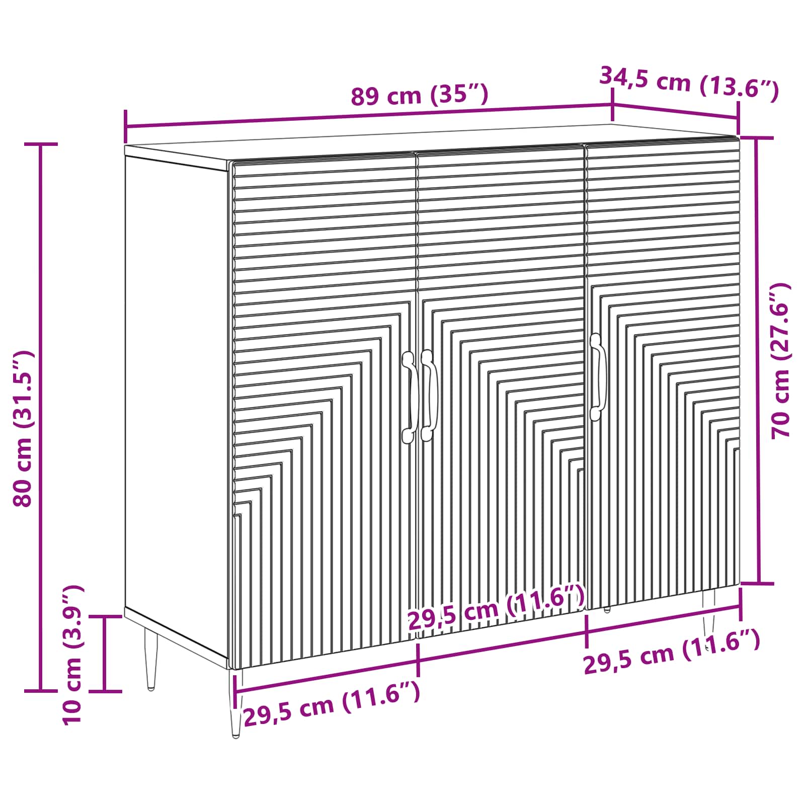 Credenza Rovere Artigianale 89 x 34,5 x 80 cm | homemem39