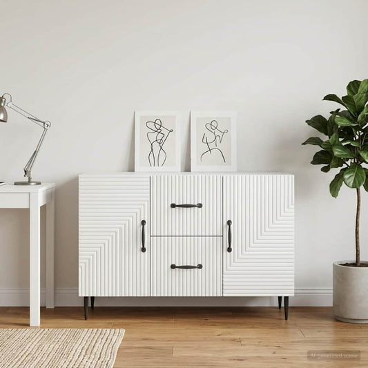 Credenza Bianco Lucido 89 x 34,5 x 60 cm Legno ingegnerizzato