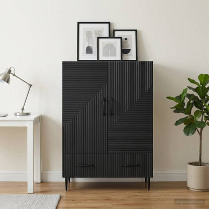 Credenza Nero 66 x 34,5 x 95 cm Legno ingegnerizzato