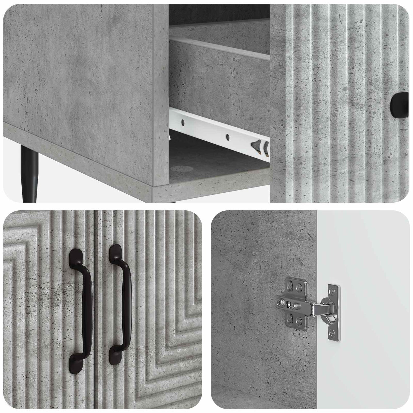 Credenza Grigio Cemento 66 x 34,5 x 95 cm Legno ingegnerizzato