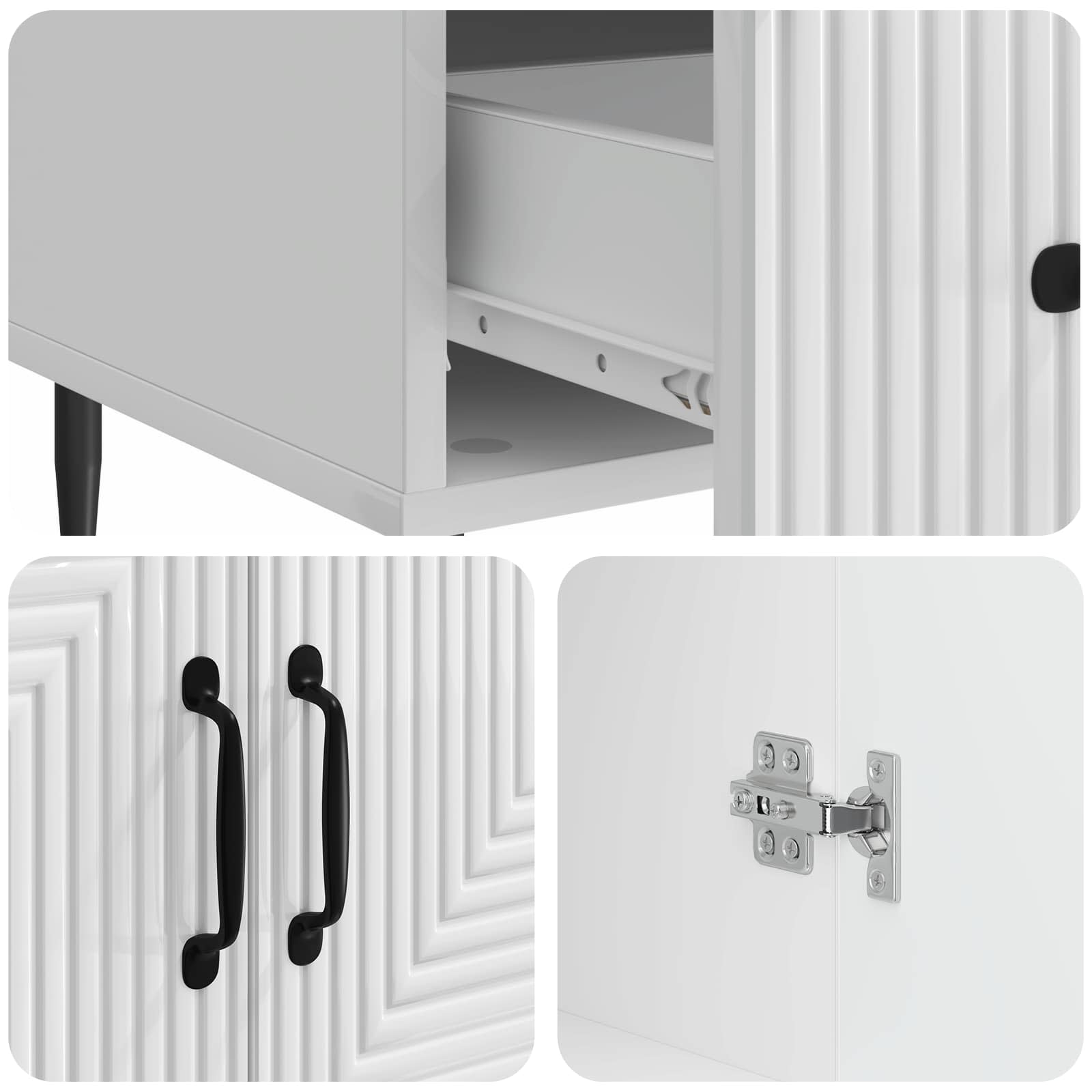Credenza Bianco Lucido 66 x 34,5 x 95 cm Legno ingegnerizzato | homemem39