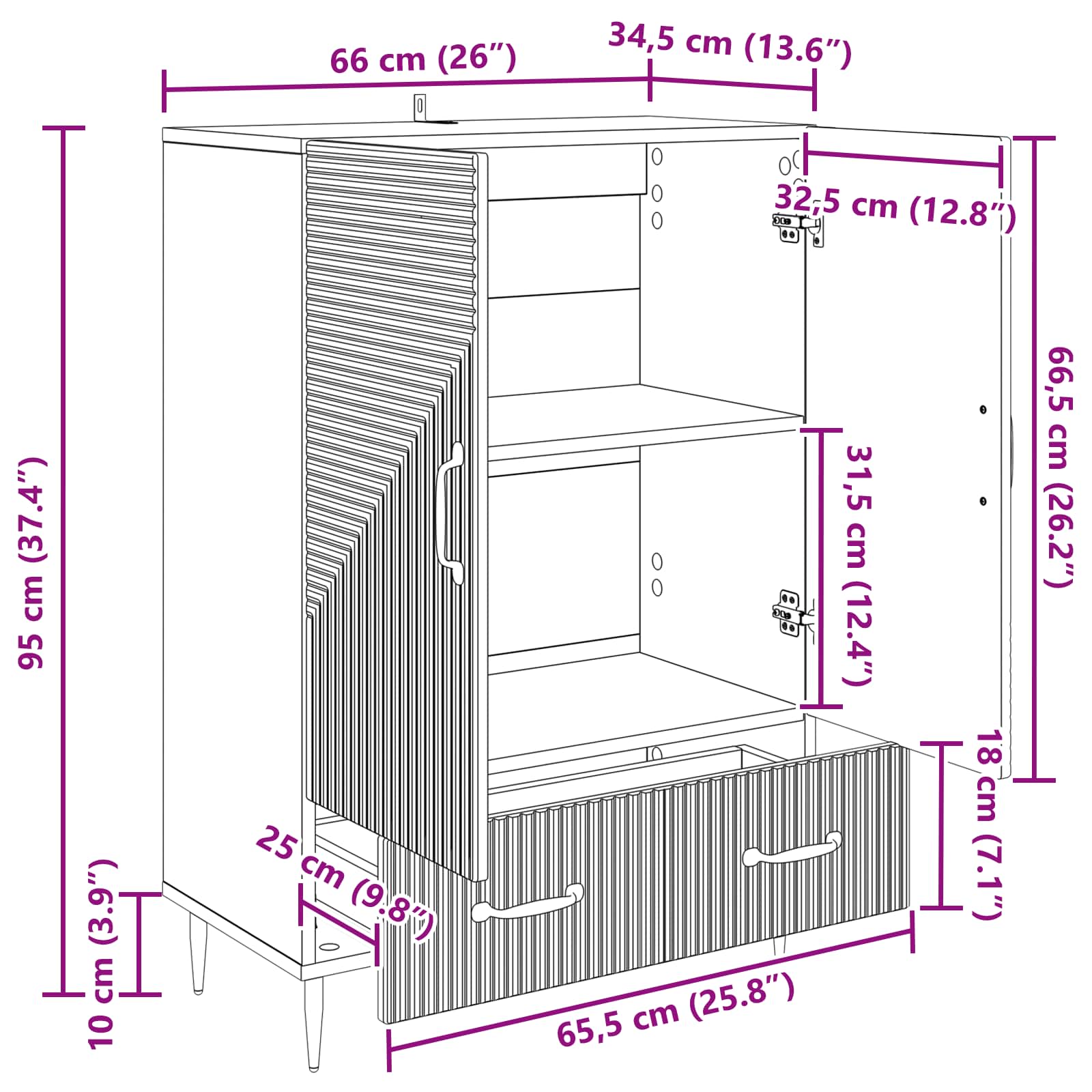 Credenza Rovere Fumo 66 x 34,5 x 95 cm Legno ingegnerizzato - homemem39