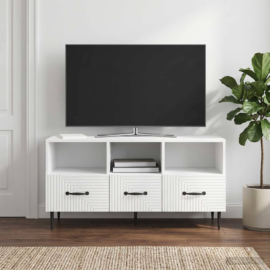 Mobile TV Bianco Lucido 102 x 34,5 x 50 cm Legno ingegnerizzato