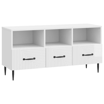Mobile TV Bianco Lucido 102 x 34,5 x 50 cm Legno ingegnerizzato | homemem39